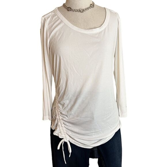 zuba Athletic Performance Wear White top with adjustable roushing. NWOT - Picture 1 of 7